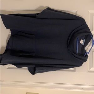 Short sleeve cowl neck sweatshirt.